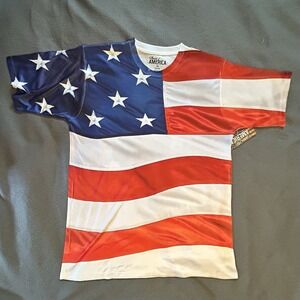 Patriotic USA Flag Graphic T-Shirt Spirit of America July 4th Size L